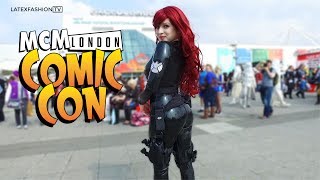 Cozplay Girl Black Widow Cosplay  MCM London Comic Con  LatexFashionTV [upl. by Martinson]