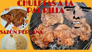 Chuleta de cerdo a la parrilla jugoso  Sazón Peruana [upl. by Carlita]