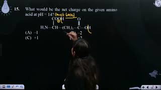 What would be the net charge on the given amino acid at pH  14 [upl. by Reywas]