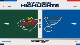 NHL Highlights  Wild vs Blues  March 15 2023 [upl. by Sansone]