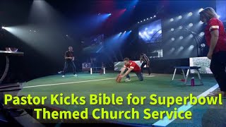 Female Megachurch Pastor Kicks The Bible for Superbowl Themed Church Service [upl. by Ecined]