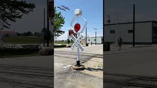 Close up of a wigwag train signal at the Illinois railway museum railroad [upl. by Anec159]