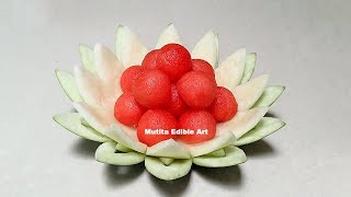 Easy Simple Watermelon Flower Design  Beginners Lesson 99  by Mutita Edible Art Of Fruit Carving V [upl. by Bennink406]