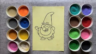 Gnomes Gravity Falls  Sand Painting  Coloring With Sand [upl. by Solracnauj]