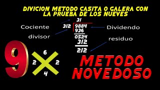 División Método Casita O Galera Y Prueba De Los Nueves O Exclusión De Los Nueves [upl. by Arutnev]