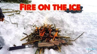 Ep115 Fire On The Ice Pickerel Catch and Cook DELICIOUS [upl. by Nonnahs]