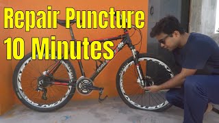 How To Cycle Puncture Repair  Cycle Tyre TIRE Puncture Repair in 10 Minutes  Do It Yourself [upl. by Mehsah]