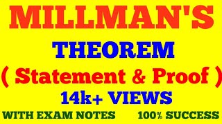 MILLMANS THEOREM  STATEMENT amp PROOF OF MILLMANS THEOREM  WITH EXAM NOTES [upl. by Ynnal]