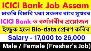 Assam Private Job 2024  Private Job Assam 2024  Assam Job News Today  ICICI Bank Job Assam Today [upl. by Marjory]