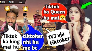 🤩Random TIKTOKER Girl Call me noob and I challenge for room 1v3 Garena Free fire  noob prank Part13 [upl. by Enifesoj]