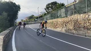 Sanremo poggio descent 2023 MvDP WVA Ganna Pogačar road side video [upl. by Peck]