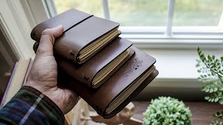 DIY  Make 3 Midori Style Leather Notebook Covers FREE PDF PATTERN [upl. by Cairns]