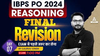 IBPS PO Reasoning  Final Revision Day 7  IBPS PO Preparation 2024  By Saurav Singh [upl. by Ramberg336]