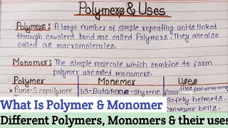 What Is Polymers And Monomers  Uses Of Polymers  What Is Monomer  Types Of Polymers amp Their Uses [upl. by Aniahs788]