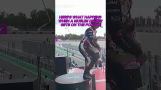 HAMDA ALQUBAISI ESCAPED FROM BEING SPRAYED BY THE CHAMPAGNE formula1 f1 shorts f1 viral [upl. by Ummersen460]