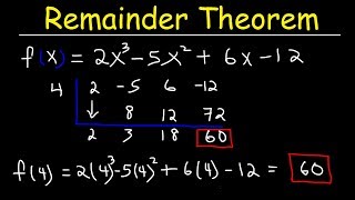 Remainder Theorem and Synthetic Division of Polynomials [upl. by Eenert]