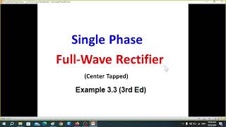 Example 33 PE 3rd ed  FullWave Rectifier  Efficiency  FF  RF  TUF  PIV  CF  PF [upl. by Ainer]