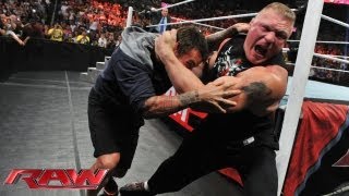 Brock Lesnar attacks CM Punk Raw July 15 2013 [upl. by Ezra]