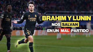 BRAHIM y LUNIN SALVAN al MADRID 01 ante el LEIPZIG [upl. by Yedsnil507]