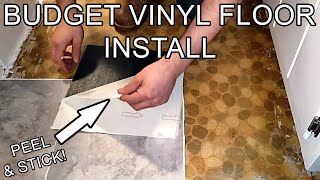 How to Install StickonPeel amp Stick Vinyl Floor  Kick Panels  Budget Kitchen Remodel Part 69 [upl. by Lotus42]