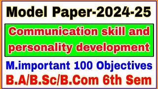 Communication skills and personality development  Top100 MCQs  BA BSc BCom 6th Semester [upl. by Notgnirrac]