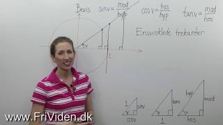 Bevis sinus cosinus og tangens ved hjælp af ensvinklede trekanter og enhedscirklen [upl. by Nayve]