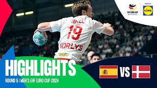 Spain vs Denmark  Round 5  Mens EHF EURO Cup 2024 [upl. by Adnomal]