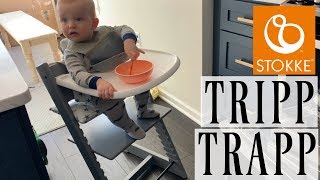 STOKKE TRIPP TRAPP HIGH CHAIR BABY SET amp FIRST IMPRESSIONS [upl. by Niltag]