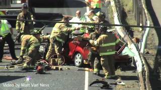 I91 Northbound  MVA Wrong Way Car vs Truck Cars  Extrication and LifeStar [upl. by Milena]