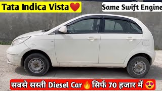 Tata Indica Vista Diesel Review  सबसे सस्ती Diesel Second hand Car in 70000 Only😍Same Swift Engine [upl. by Premer]