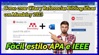 ¿Cómo instalar el complemento Mendeley Cite en Microsoft Word [upl. by Anytsirhc]