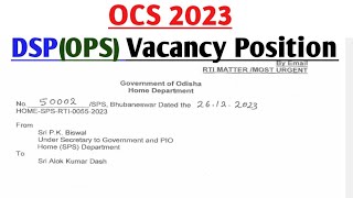 OCS 2023 DSP Vacancy Position Odisha Police Service Vacancy [upl. by Zuleika108]