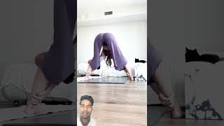 Girl amp Abductor Yoga Stretch yoga funny balance motivation yogaasanas dogyoga [upl. by Llertram]