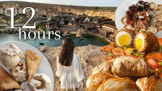 Eating only Maltese Food in MALTA for 12 Hours 🌞 [upl. by Annet]