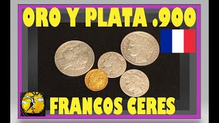 MONEDAS FRANCOS CERES FRANCIA ORO Y PLATA [upl. by Itsrejk]