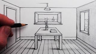 How to Draw a Room in 1Point Perspective for Beginners [upl. by Khoury]