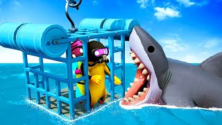 Shark Cage Dive Ends in DISASTER  Gang Beasts Funny Moments [upl. by Einama]