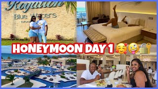 Vlog 96 Honeymoon Day 1 Royalton Blue Waters Jamaica ROOM TOUR  MSTOOFINE [upl. by Bernadine395]