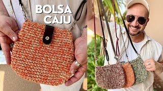 BOLSA EM CROCHÊ  BOLSA CAJÚ  Bolsa Transversal Tiracolo linda e fácil de fazer vc vai amar [upl. by Glory950]