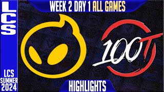 100 vs DIG Highlights ALL GAMES  LCS W2D1 Summer 2024  100 Thieves vs Dignitas Week 2 Day 1 [upl. by Odilia579]