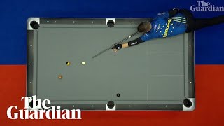 Absolutely incredible Europes David Alcaide hits remarkable pool shot in Mosconi Cup [upl. by Nnylsoj364]