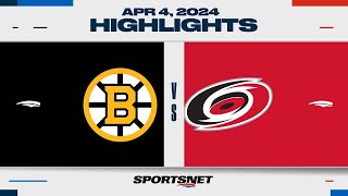 NHL Highlights  Bruins vs Hurricanes  April 4 2024 [upl. by Osmen]