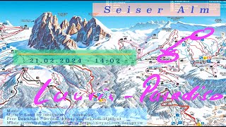 Skifahren auf der SEISER ALM Laurin  Paradiso blaue Piste Nr 10│Abfahrt 14 der Seiser Alm Ronda [upl. by Ilwain]