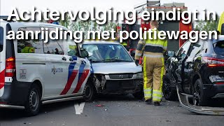 Achtervolging eindigt in aanrijding met politiewagen in Nijmegen [upl. by Iain]