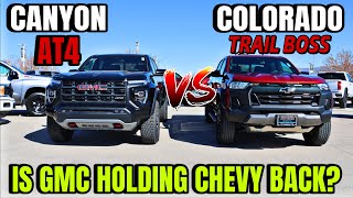 2024 GMC Canyon AT4 VS Chevy Colorado Trail Boss This Was Closer Than I Expected [upl. by Ahsekyw440]