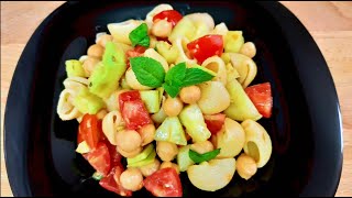 INSALATA DI CECI CON LA PASTA fresca leggera e nutriente Ricetta vegetariana [upl. by Becka]