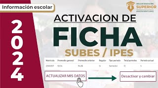 ACTIVACIÓN DE FICHA SUBES PARA UNIVERSIDADES PÚBLICAS CONVOCATORIA 2024 PRÓXIMAMENTE ✅️ [upl. by Maltzman954]