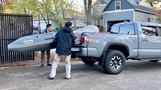 2021 Tacoma TRD Off Road ESP07 Carrying 10ft Inflatable Boat with 6HP Tohatsu Motor [upl. by Dlanor]