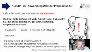 Kurs B1B2 Grammatik Vertiefung Präposition für 06 [upl. by Gnod552]