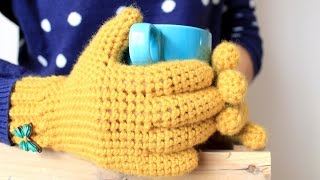 Guantes a Crochet con dedos  How to crochet gloves [upl. by Anaejer]